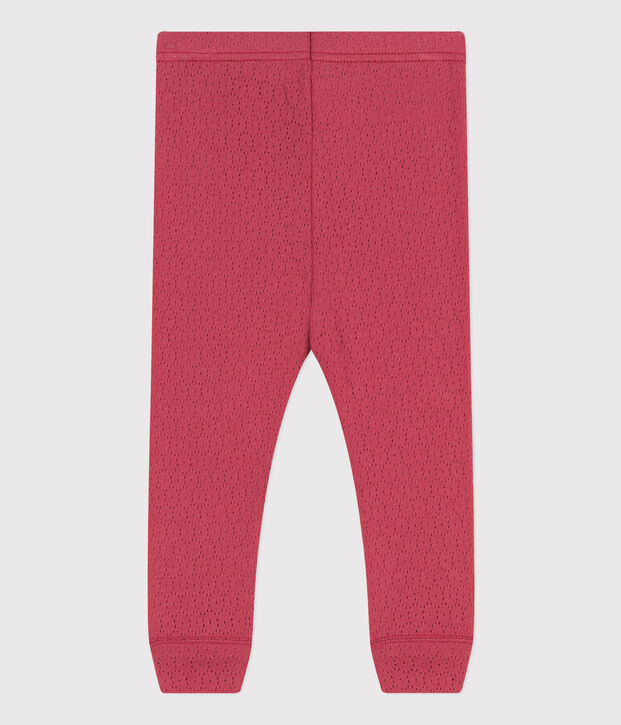 Legging b&eacute;b&eacute; en coton ajour&eacute; rose