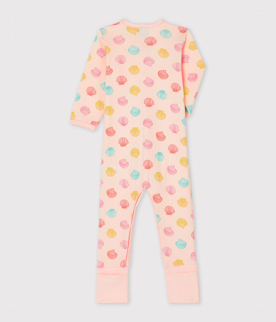 Dors bien bébé fille en côte rose FLEUR/blanc MULTICO