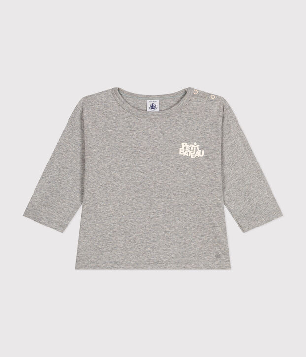 Tee-shirt manches longues en coton b&eacute;b&eacute; gris