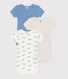 Lot de 3 bodies manches courtes en coton imprimé bébé
