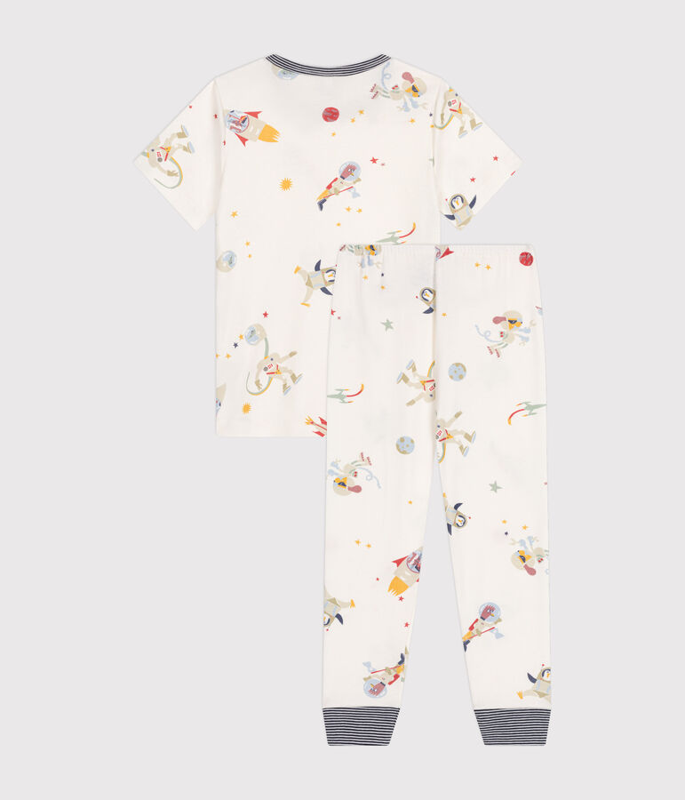 Pyjama en coton imprim&eacute; espace enfant blanc MARSHMALLOW/blanc MULTICO