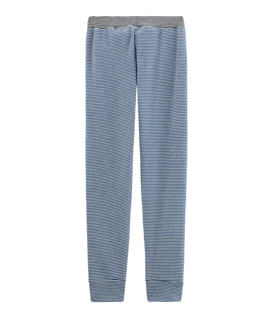 Pantalon de pyjama petit garçon bleu LIMOGES/blanc MARSHMALLOW