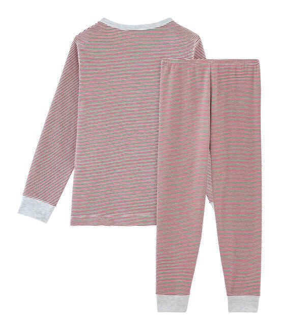 Pyjama petit garçon en côte rouge CARMIN/blanc MARSHMALLOW