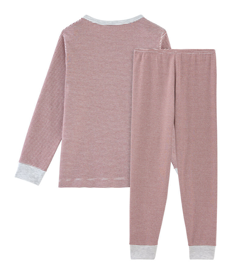 Pyjama petit gar&ccedil;on en c&ocirc;te rouge CARMIN/blanc MARSHMALLOW