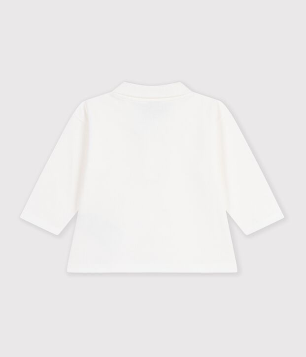 Polo b&eacute;b&eacute; en coton &agrave; manches longues uni blanc