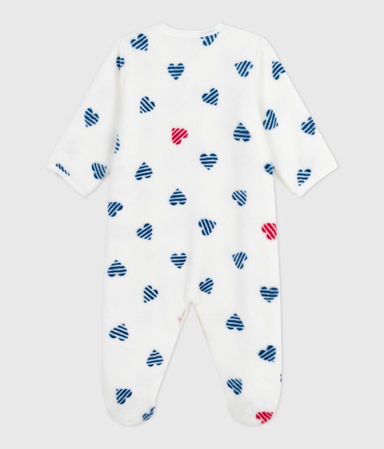 Surpyjama hiver b&eacute;b&eacute; en polaire imprim&eacute; c&oelig;urs blanc MARSHMALLOW/blanc MULTICO
