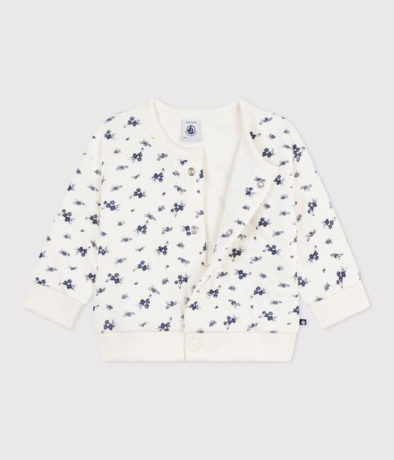 Cardigan bébé en coton, imprimé à fleurs bleu MILK/ SOIR