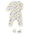 Ensemble pyjama et chaussons bébé garçon blanc MARSHMALLOW/blanc MULTICO