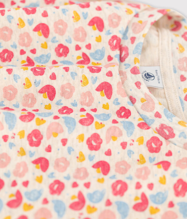 Robe manches longues en coton & laine enfant fille beige MONTELIMAR/blanc MULTICO