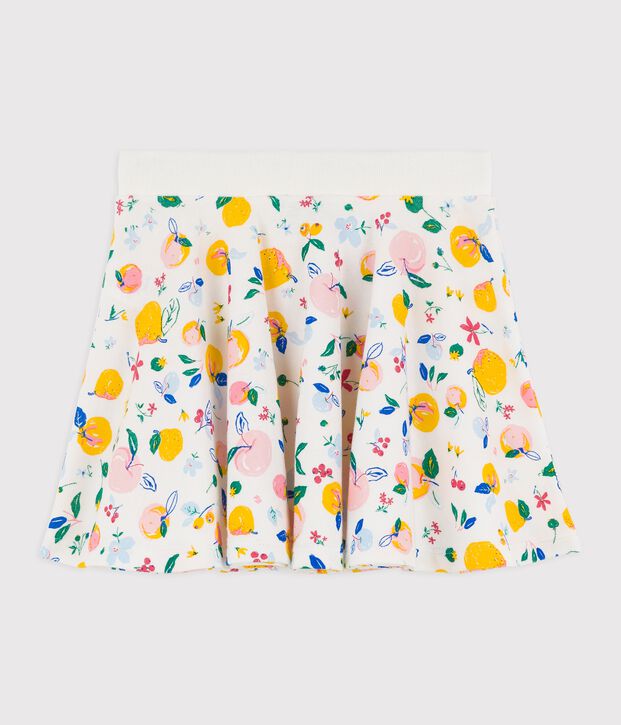Jupe en coton enfant fille blanc/multicouleur