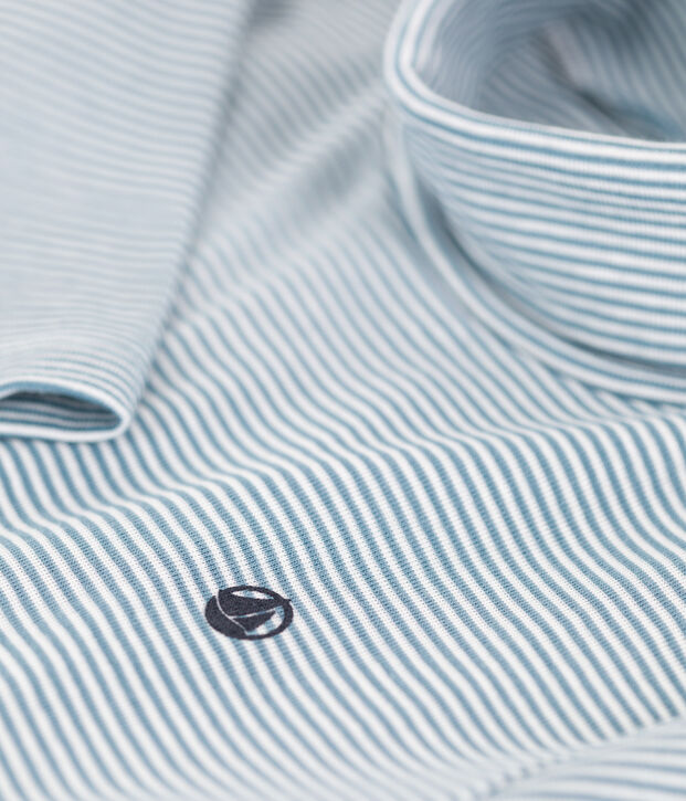 Sous-pull ray&eacute; en coton enfant fille / gar&ccedil;on bleu/blanc