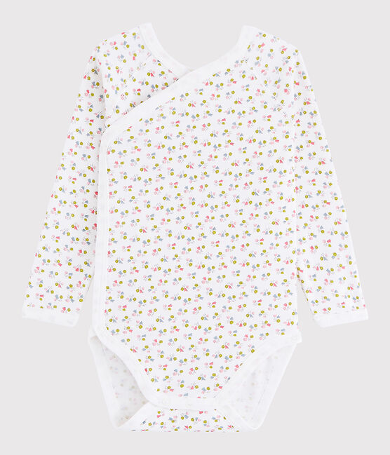 Body croisé manches longues bébé fille blanc MARSHMALLOW/blanc MULTICO