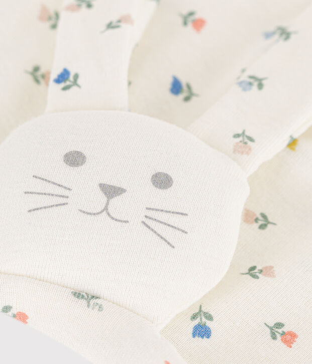 Doudou fleurs en coton blanc/multicouleur
