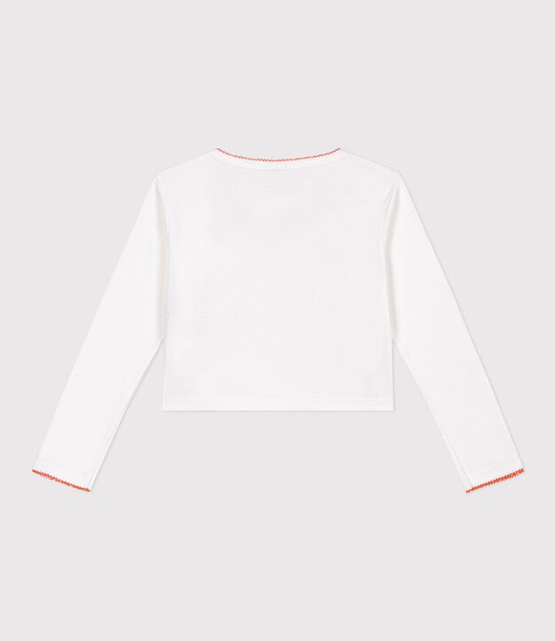 Cardigan cache-c&oelig;ur enfant en coton uni blanc