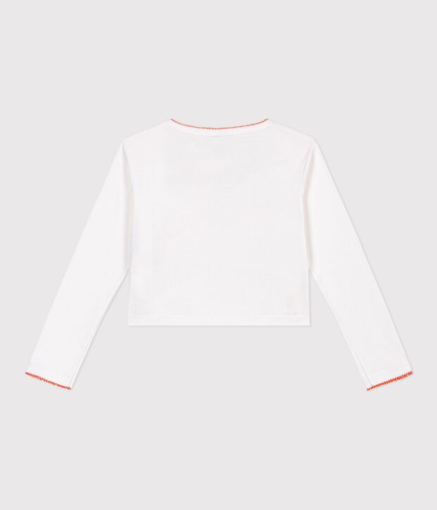 Cardigan cache-c&oelig;ur enfant en coton uni blanc