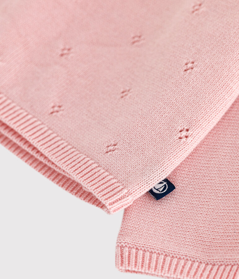 Brassi&egrave;re b&eacute;b&eacute; cache-c&oelig;ur ajour&eacute;e en tricot laine et coton rose JOLI