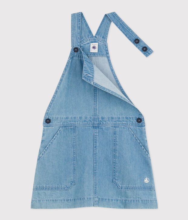Robe salopette en denim l&eacute;ger enfant fille bleu
