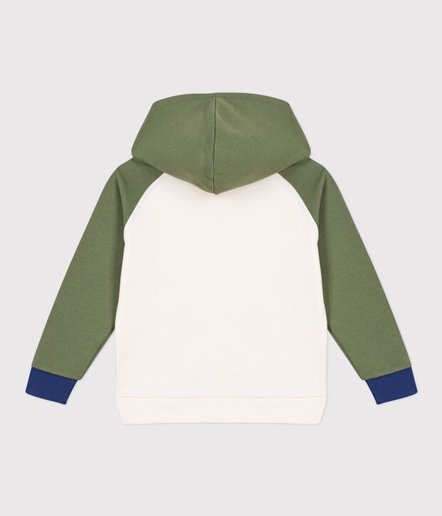 Sweatshirt &agrave; capuche enfant en coton &eacute;cru/multicouleur