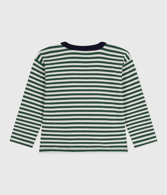 Tee-shirt enfant manches longues en coton rayé vert WILLOW/ MONTELIMAR:WILLOW/ MONTELIMAR