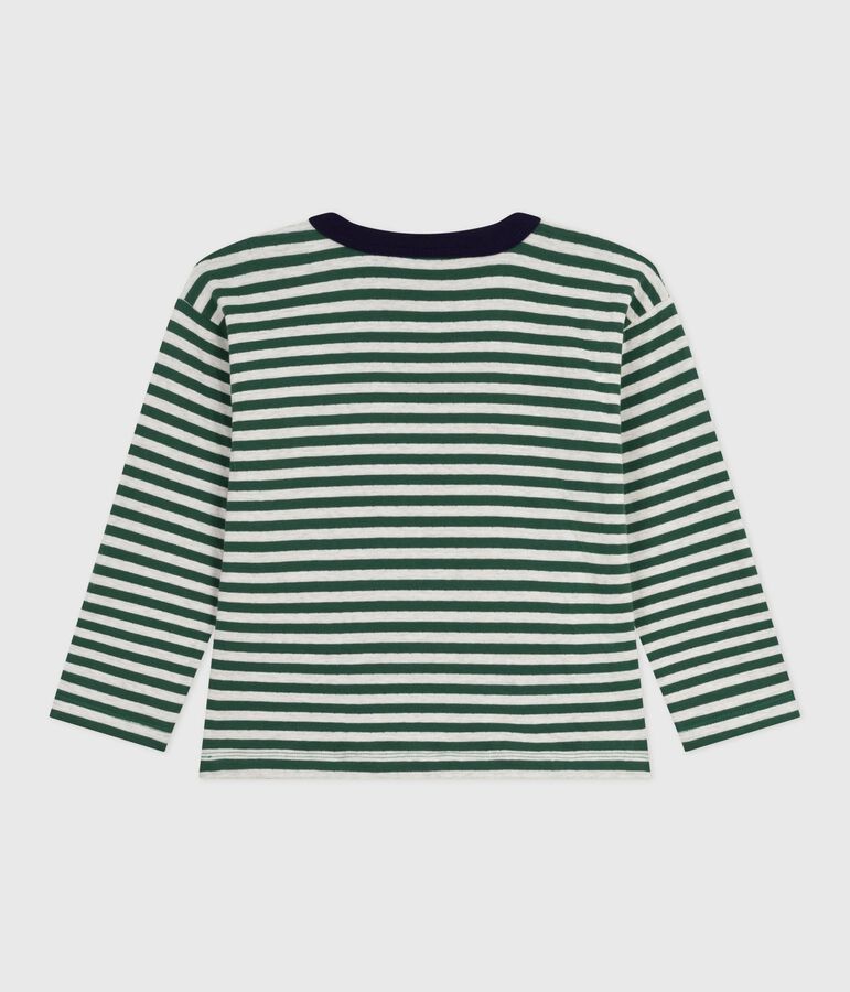 Tee-shirt enfant manches longues en coton ray&eacute; vert WILLOW/ MONTELIMAR:WILLOW/ MONTELIMAR