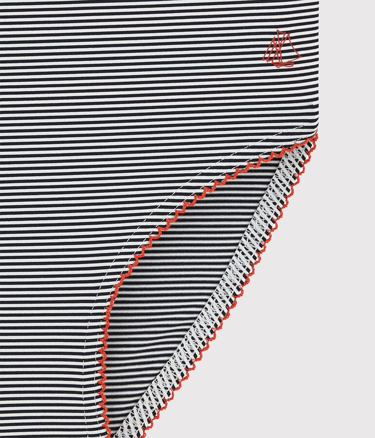 Maillot de bain 1 pi&egrave;ce fille bleu ABYSSE/blanc LAIT