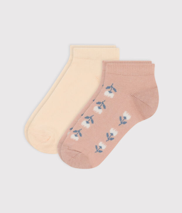Lot de 2 paires de chaussettes fleurs en jersey de coton enfants multicouleur