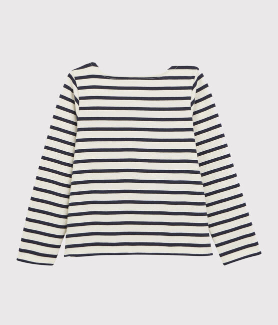 Marinière à nœud enfant fille blanc MARSHMALLOW/bleu SMOKING
