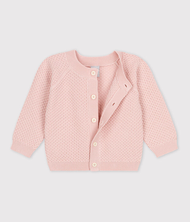 Cardigan b&eacute;b&eacute; en tricot en coton rose