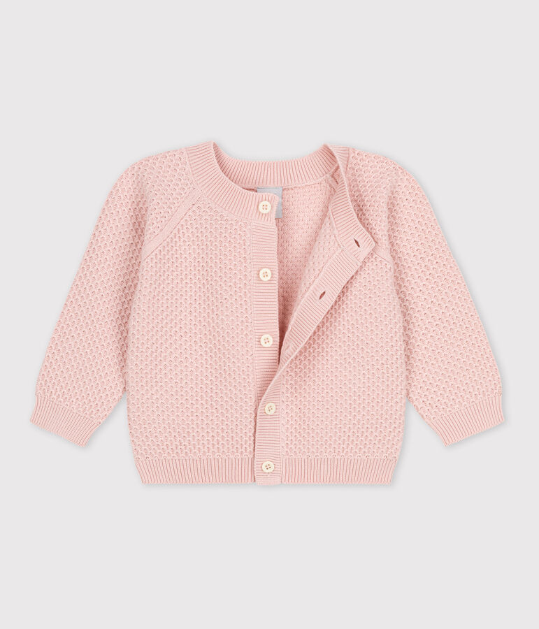 Cardigan b&eacute;b&eacute; en tricot en coton rose SALINE