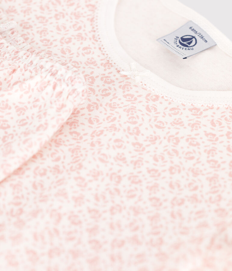 Pyjama capri enfant en coton imprim&eacute; fleuri MARSHMALLOW/ PANTY