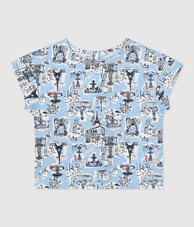 Blouse manches courtes &agrave; imprim&eacute; enfant fille blanc/multicouleur