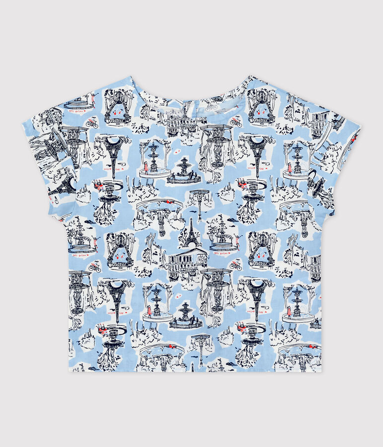 Blouse manches courtes &agrave; imprim&eacute; enfant fille blanc MARSHMALLOW/blanc MULTICO