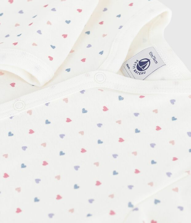 Pyjama b&eacute;b&eacute; sans pieds en coton imprim&eacute; blanc/bleu