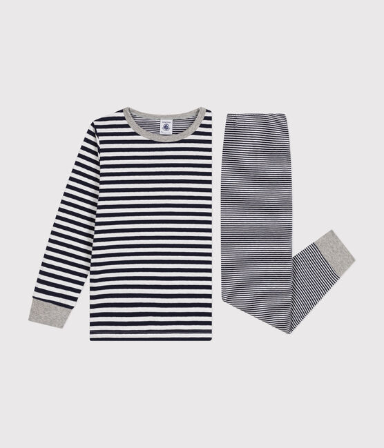 Pyjama en coton rayé enfant bleu SMOKING/blanc MARSHMALLOW