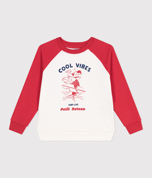 Sweatshirt enfant en coton imprim&eacute; rouge/rouge