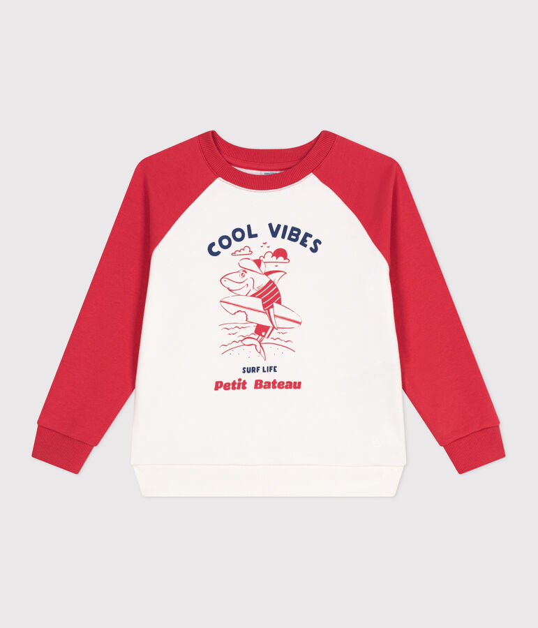 Sweatshirt enfant en coton imprim&eacute; rouge MARSHMALLOW/ SPI