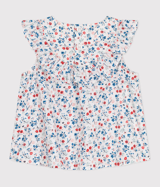 Blouse bébé sans manches en coton, imprimée fleurie blanc MARSHMALLOW/blanc MULTICO