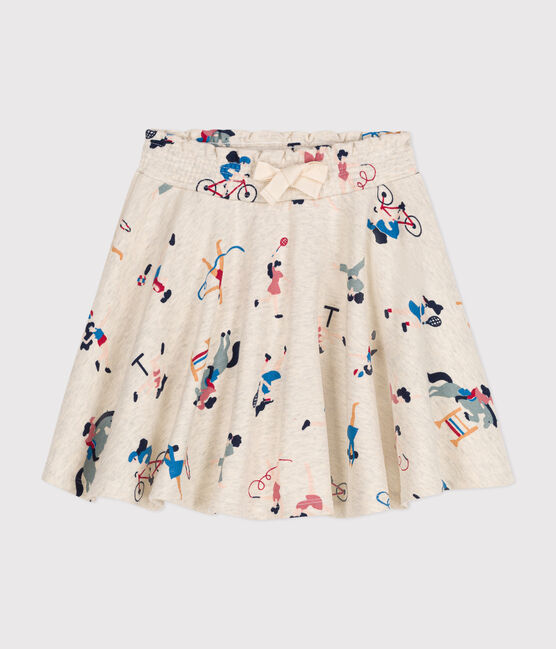 Jupe en molleton enfant fille beige MONTELIMAR/blanc MULTICO