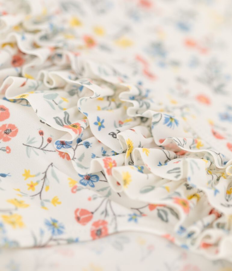 Maillot de bain 1 pi&egrave;ce en mati&egrave;re recycl&eacute;e b&eacute;b&eacute; blanc MARSHMALLOW/blanc MULTICO