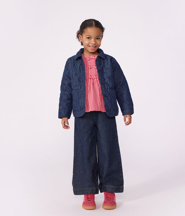 Veste enfant en denim uni motif &eacute;toiles bleu