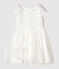 Robe cérémonie en jacquard et tulle enfant fille blanc MARSHMALLOW