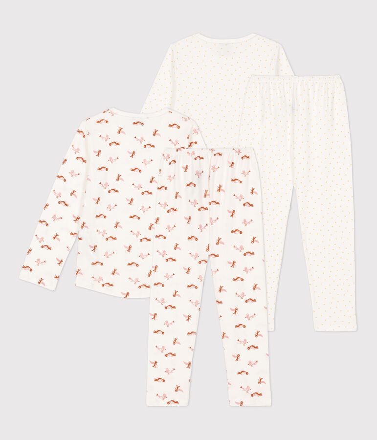 Lot de 2 pyjamas coeur petite fille en coton multicouleur