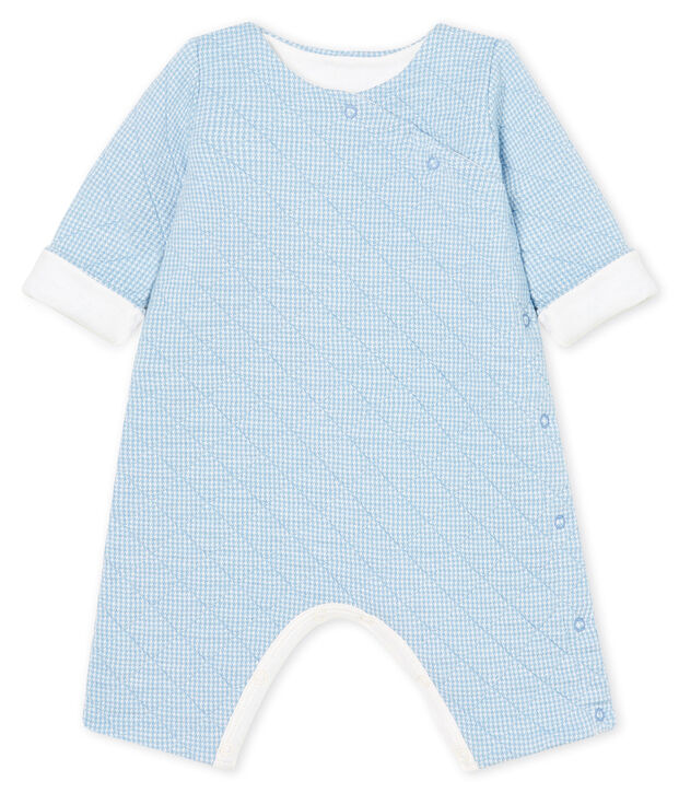 Combinaison longue b&eacute;b&eacute; en tubique matelass&eacute; bleu/blanc