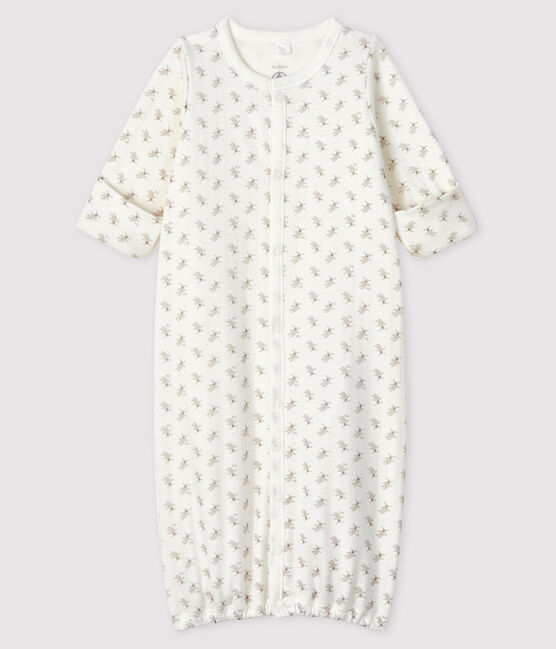 Combisac bébé imprimé lapins en coton biologique blanc MARSHMALLOW/blanc MULTICO