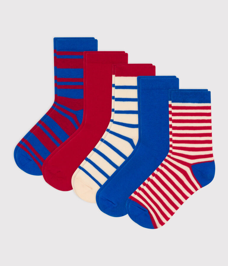 Lot de 5 paires de chaussettes rayures en jersey de coton enfants multicouleur
