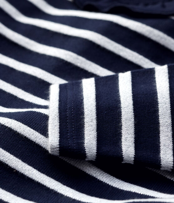Blouse en coton bébé. bleu SMOKING/ MARSHMALLOW ARGENT BRILLANT
