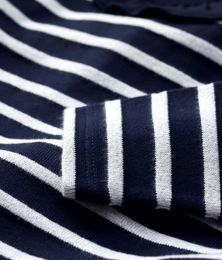 Blouse en coton b&eacute;b&eacute;. bleu SMOKING/ MARSHMALLOW ARGENT BRILLANT