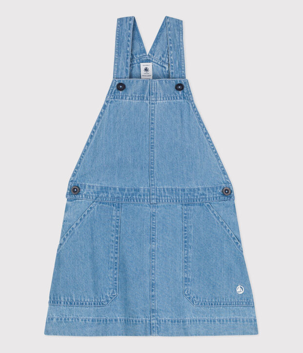 Robe salopette en denim l&eacute;ger enfant fille bleu