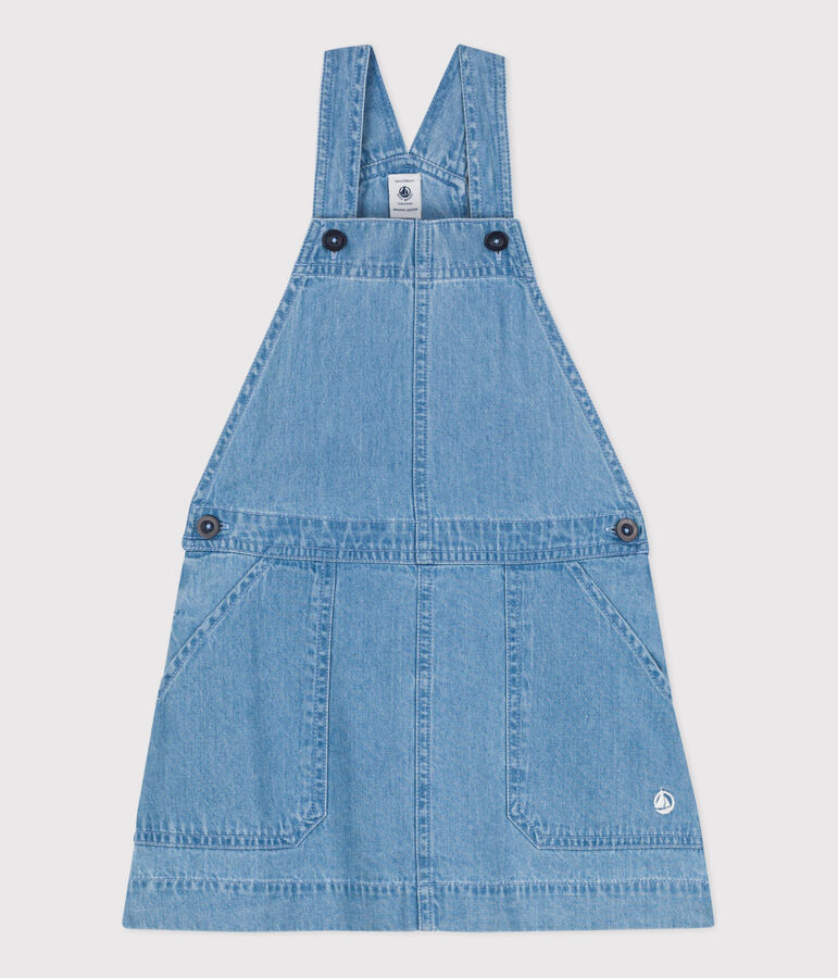 Robe salopette en denim l&eacute;ger enfant fille bleu DENIM CLAIR