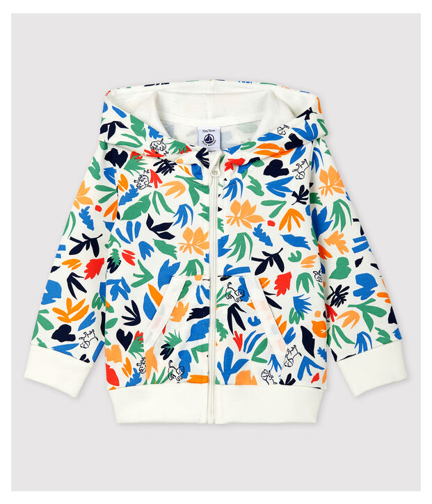 Cardigan en molleton b&eacute;b&eacute;. blanc/multicouleur